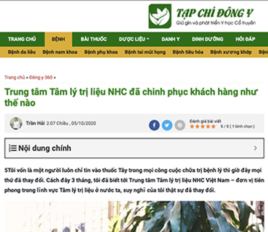 [Tạp chí Đông y] - Trung tâm Tâm lý và Phát triển Con người NHC Việt Nam đã chinh phục khách hàng như thế nào?