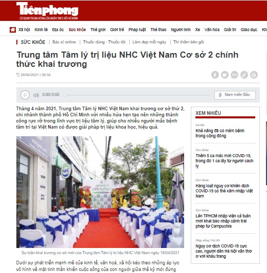 [Tiền Phong] Trung tâm Tâm lý và Phát triển Con người NHC Việt Nam Cơ sở 2 chính thức khai trương