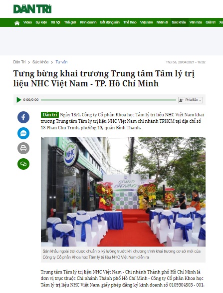 [Dân Trí] Tưng bừng khai trương Trung tâm Tâm lý và Phát triển Con người NHC Việt Nam - TP. Hồ Chí Minh