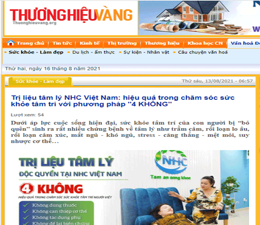 [Thương Hiệu Vàng] Tâm lý và Phát triển Con người NHC Việt Nam: hiệu quả trong chăm sóc sức khỏe tâm trí với phương pháp ''4 KHÔNG''