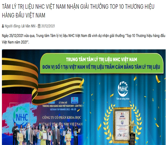 [Aipa] TÂM LÝ VÀ PHÁT TRIỂN CON NGƯỜI NHC VIỆT NAM NHẬN GIẢI THƯỞNG TOP 10 THƯƠNG HIỆU HÀNG ĐẦU VIỆT NAM