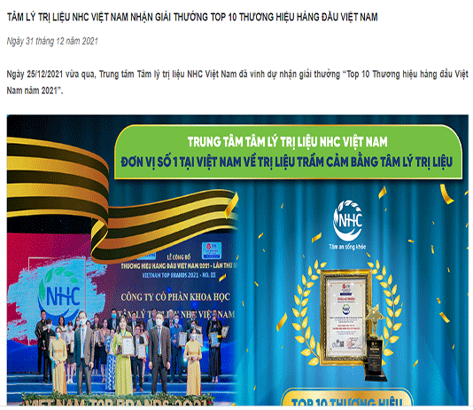 [Brand-asia] TÂM LÝ VÀ PHÁT TRIỂN CON NGƯỜI NHC VIỆT NAM NHẬN GIẢI THƯỞNG TOP 10 THƯƠNG HIỆU HÀNG ĐẦU VIỆT NAM