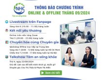 Trung tâm Tâm lý và Phát triển Con người NHC Việt Nam thông báo các chương trình tháng 9 năm 2024